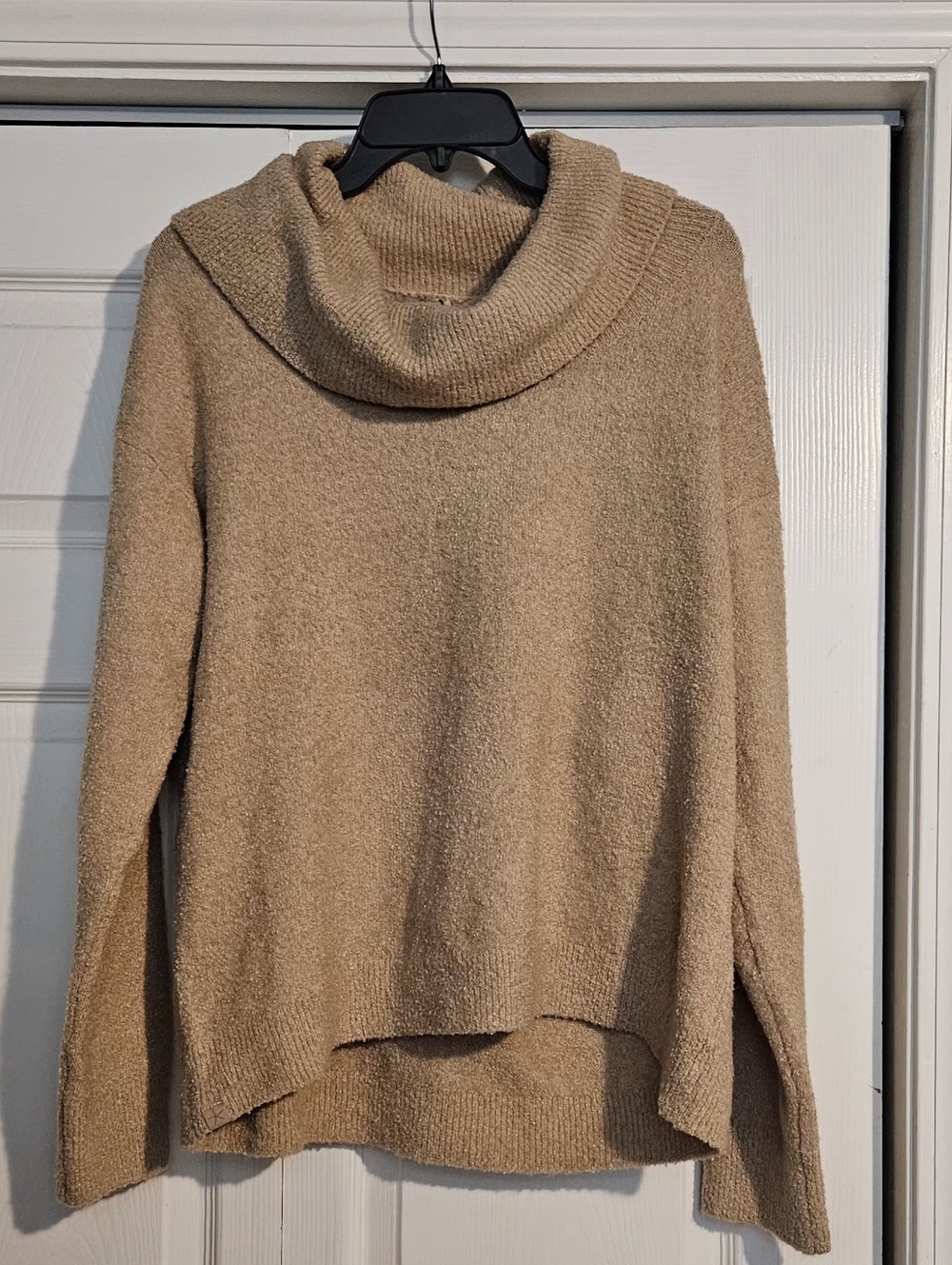 NWT EcoChic Cowl Neck Pullover by Barefoot Dreams In Shade Soft Camel Size L